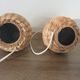 Pair of bedside lamps made of woven sea rush, matching lampshades, 1980.