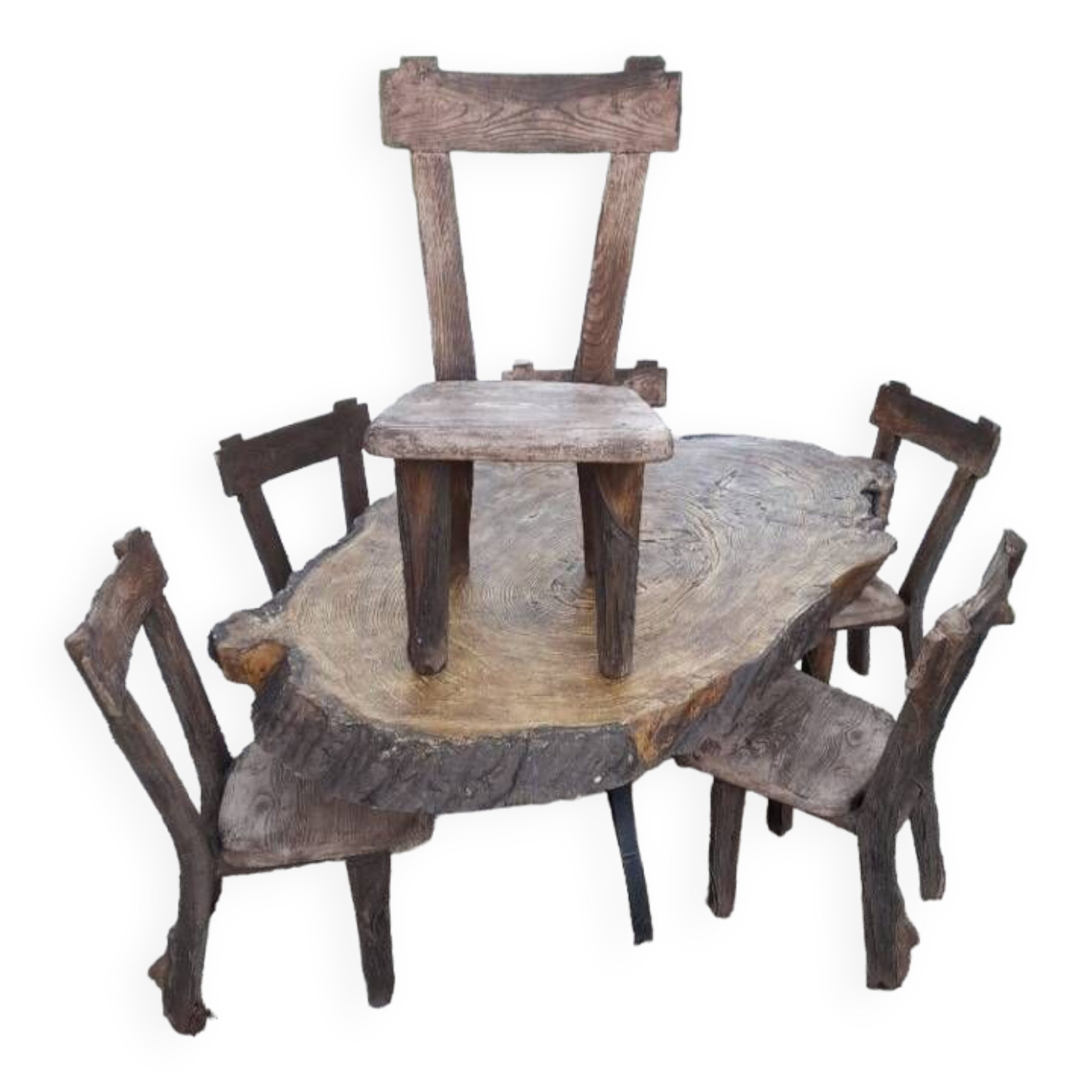 Former brutalist trompe l'oeil concrete garden furniture 1950