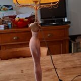 Art deco lamp golden metal and glass pate