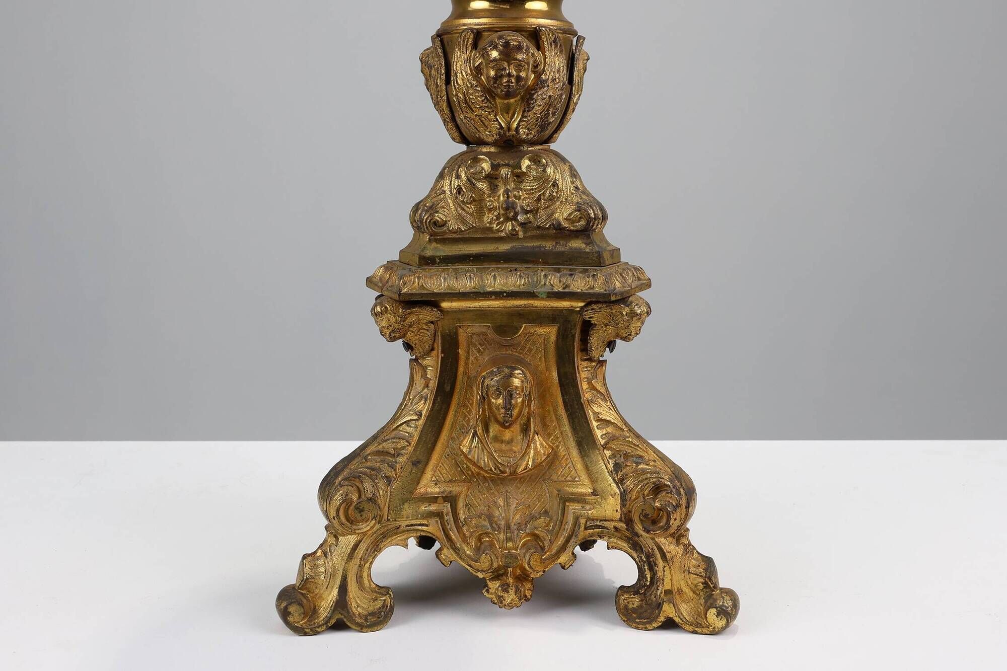 Large 18th century bronze and copper church candle holder, France