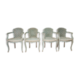 Ensemble 4 fauteuils médaillon cannage Louis XVI