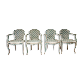 Set 4 armchairs medallion cannage Louis XVI