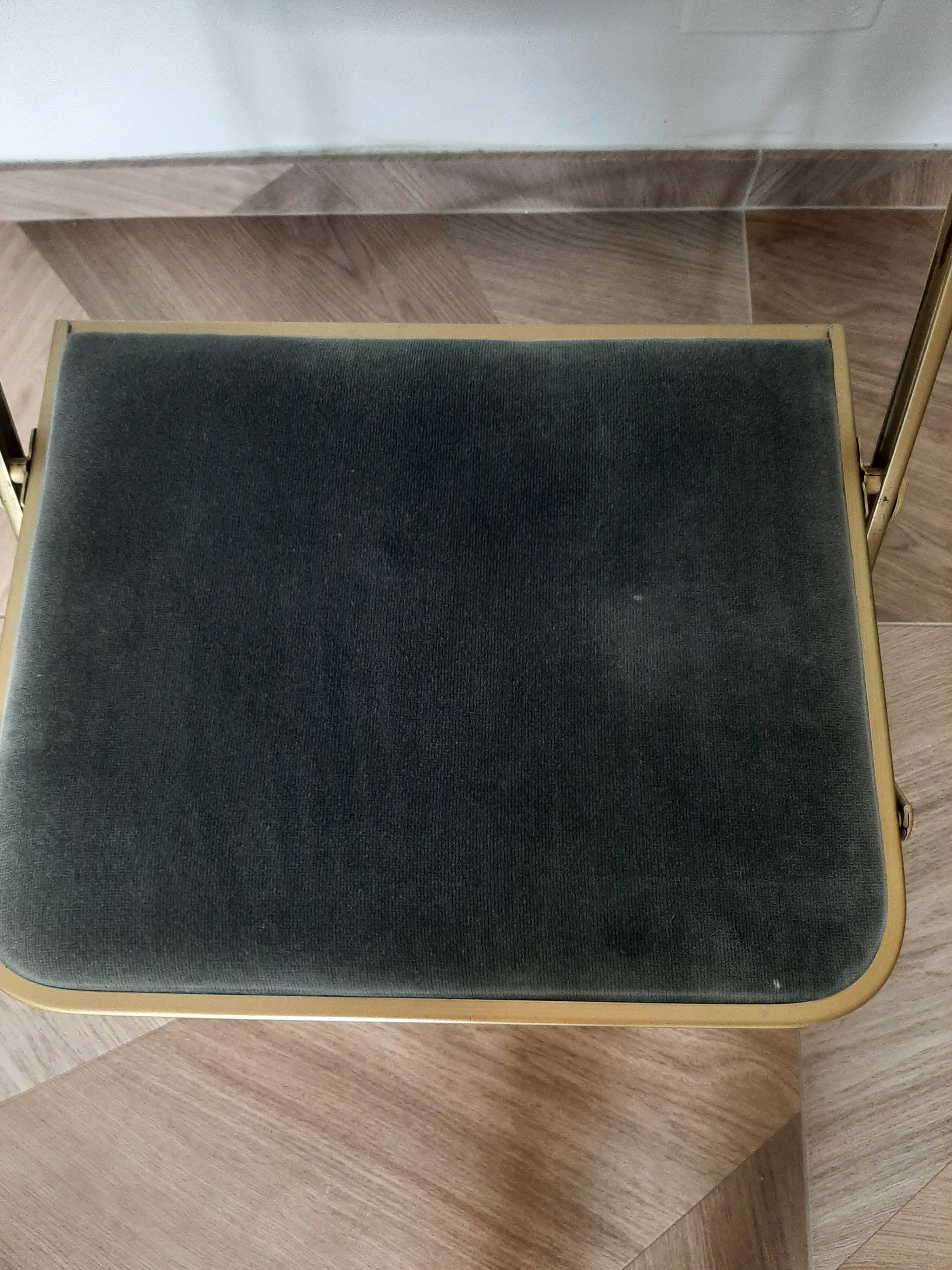 Lot de 4 chaises  pliantes - dossier et assise vert d'eau - structure métal doré -Chaisor