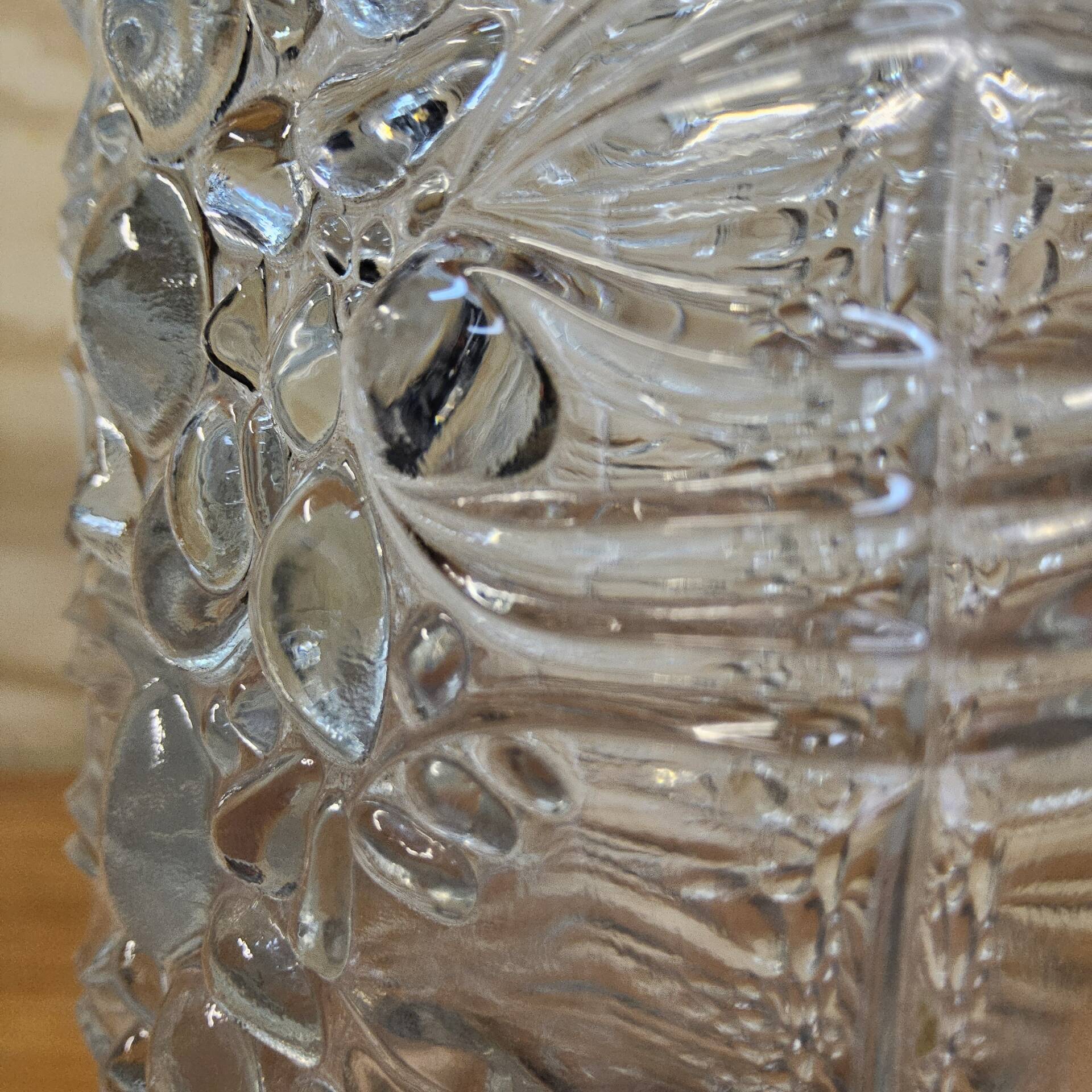 Vintage glass vase bubble texture (Hermanova Hut, 1968)