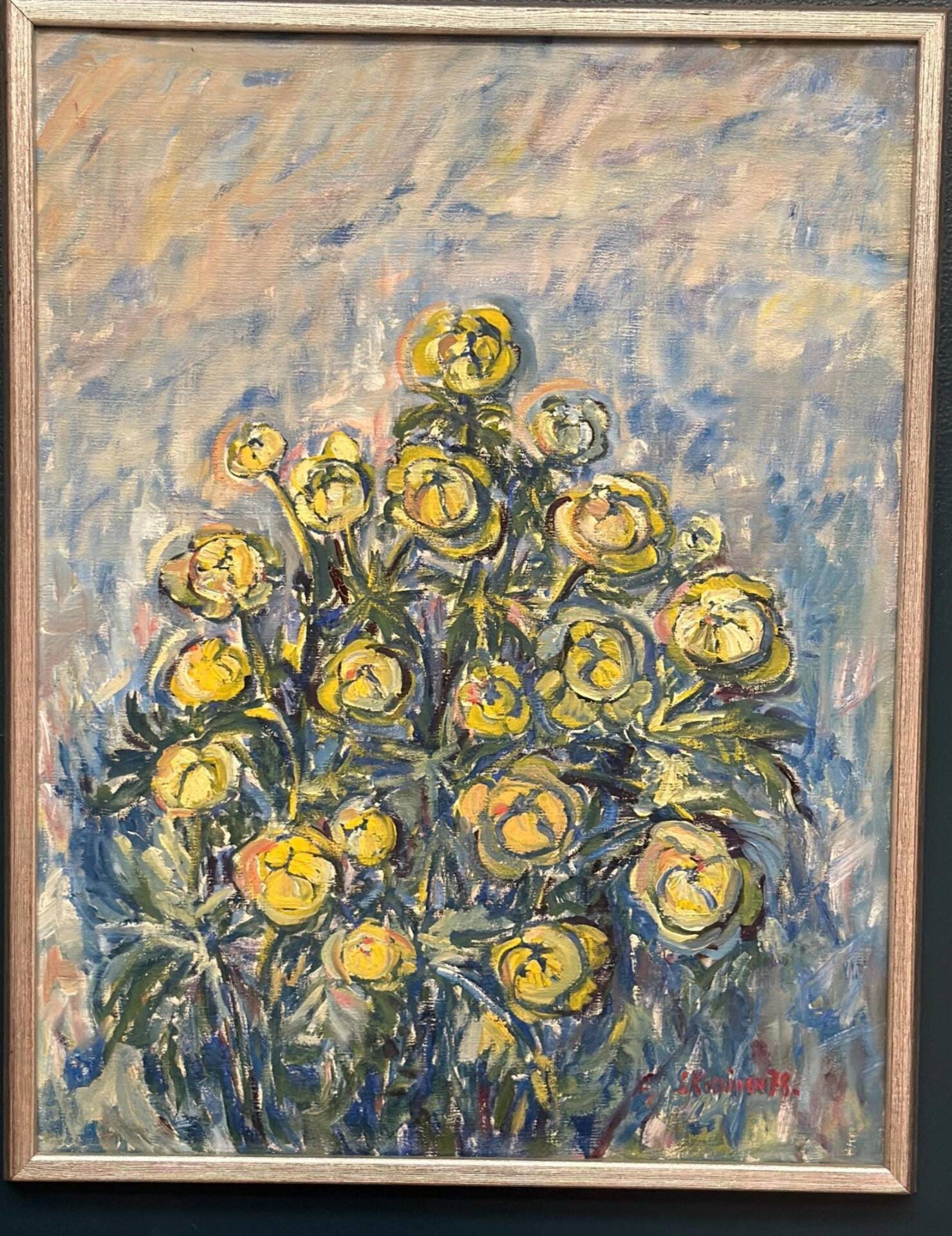 Swedish Oil on Canvas – “Flower” by S. Koskinen – Dated 1978