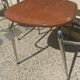 Set of 4 armchairs in chromed metal and brown imitation leather, circa 1960
