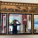 Empire style triptych mirror in gilded wood