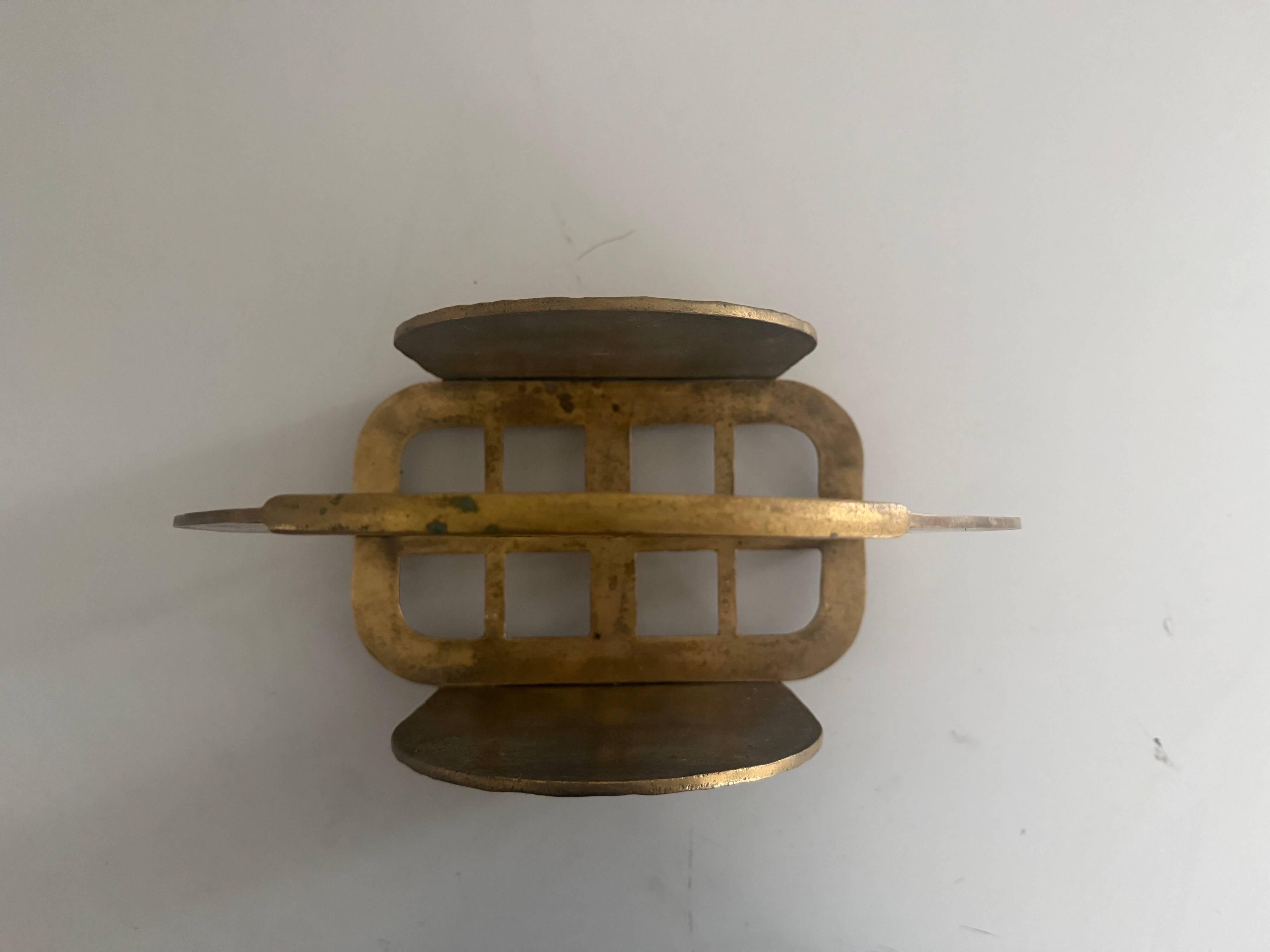 Heavy bronze magazine rack, mid-century modern, 1960, Italy