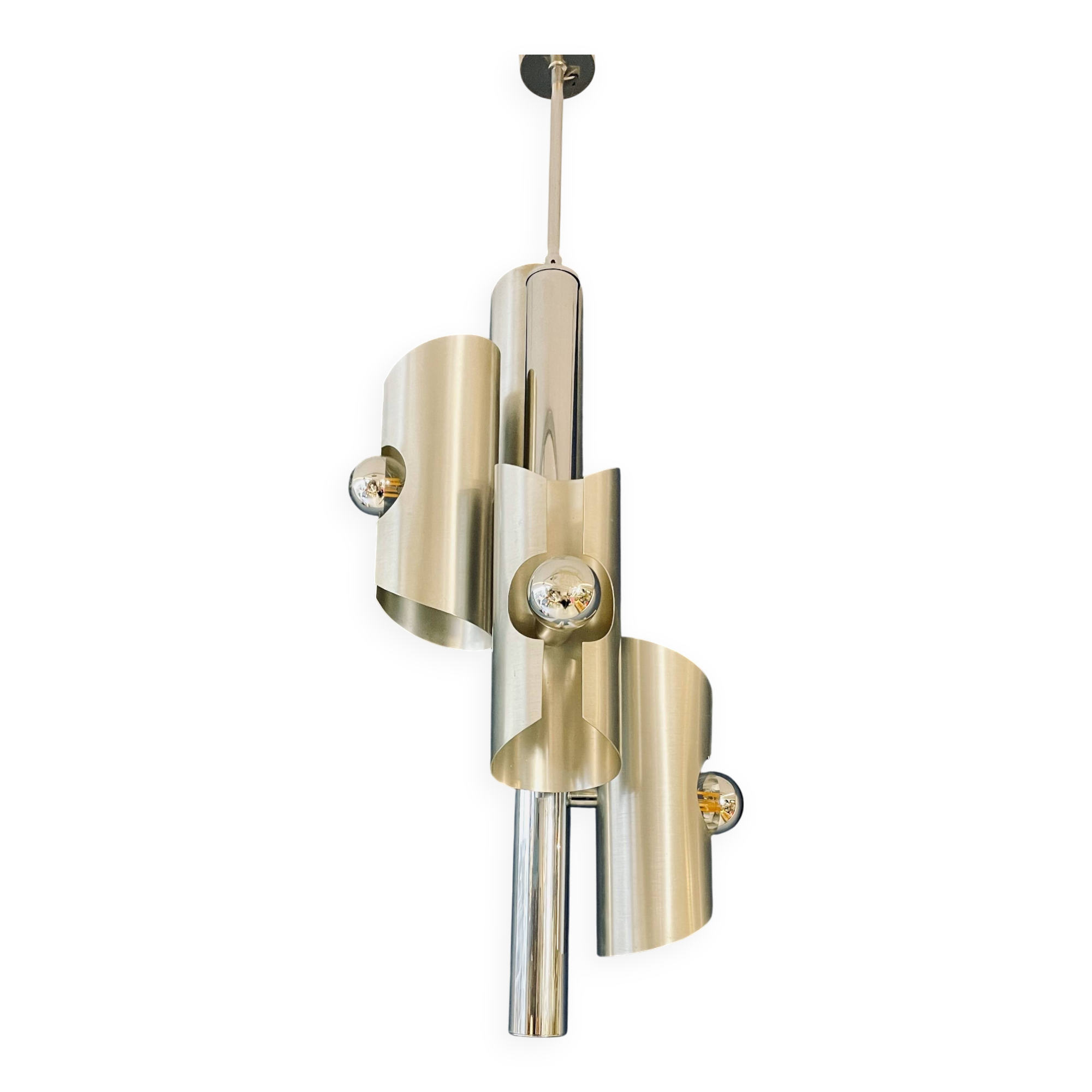 Designer Silver Lamp with Four Silver-Top Bulbs