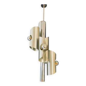 Designer Silver Lamp with Four Silver-Top Bulbs