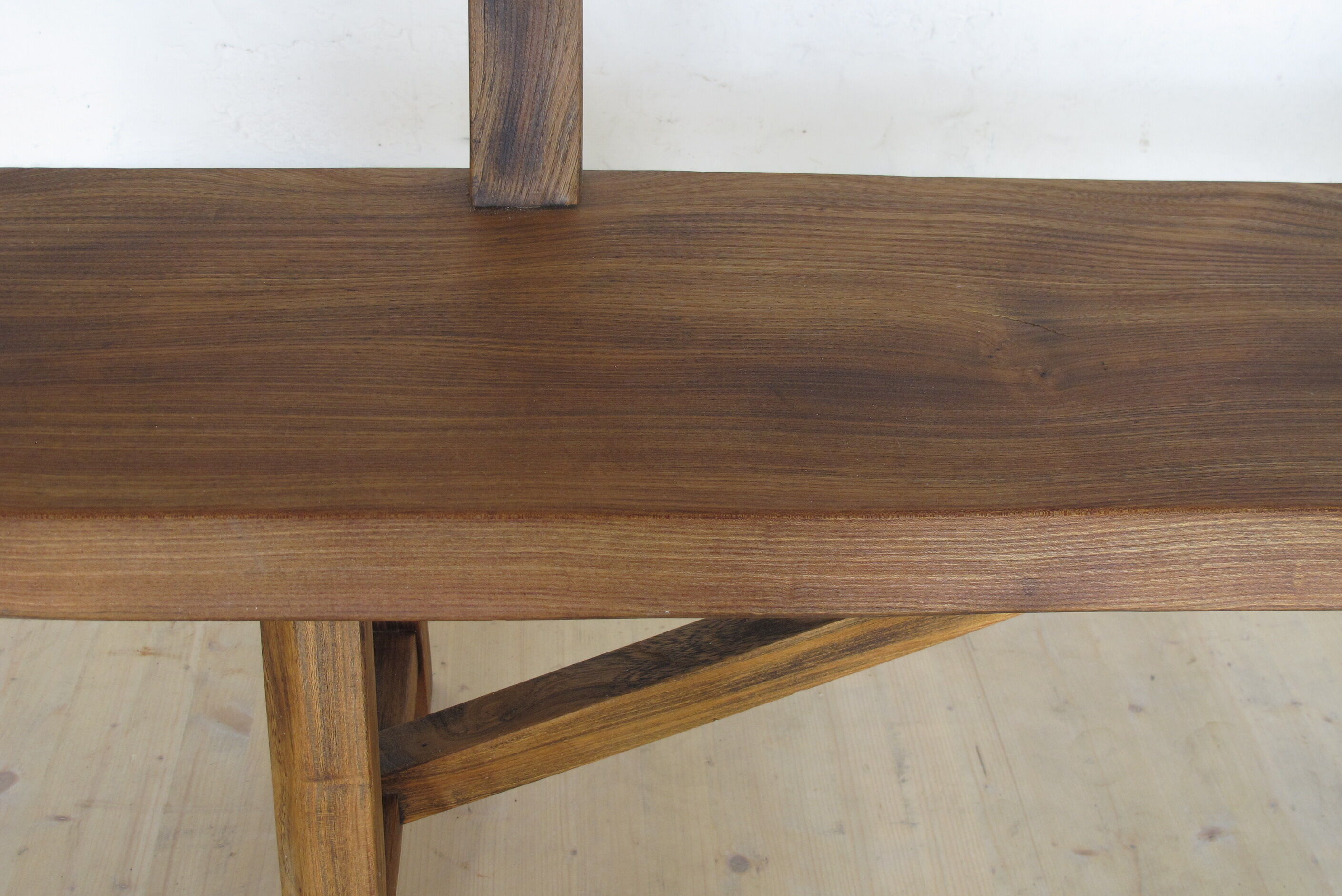 Oiled solid elm backrest bench