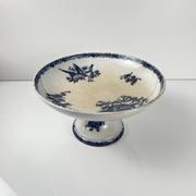 Compotier terre de Fer Pexonne, motif oiseau bleu fin XIXe