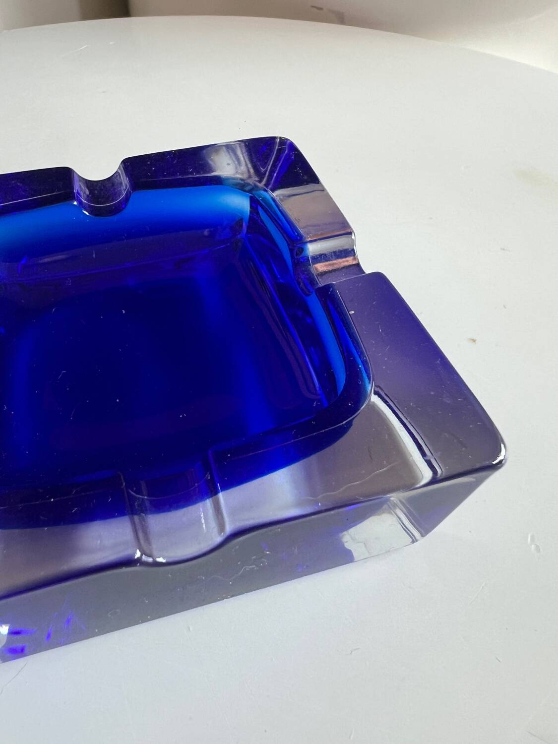 Blue Arques crystal ashtray – J.G. Durand
