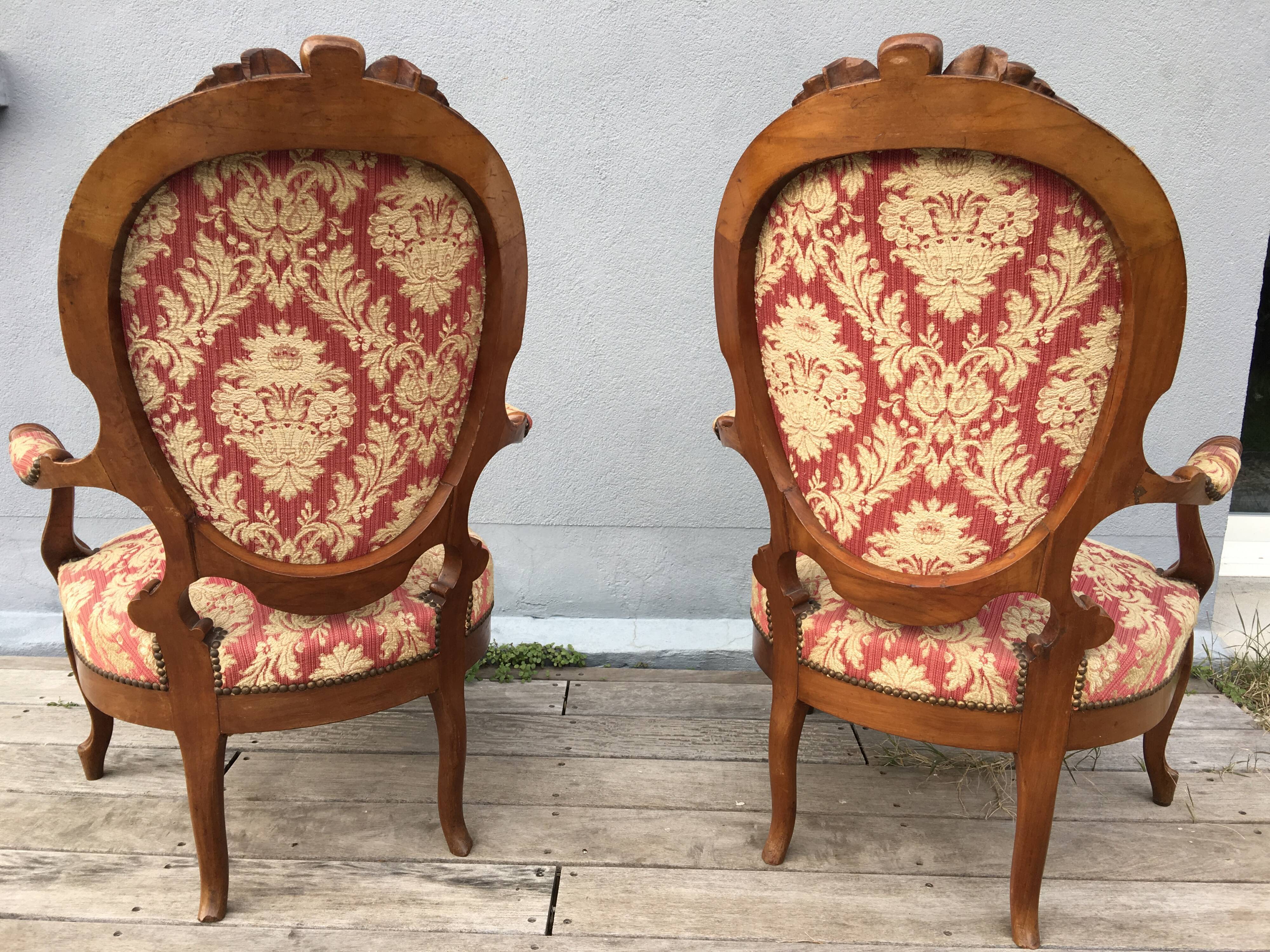 Pair of napoleon III armchairs, 19th century