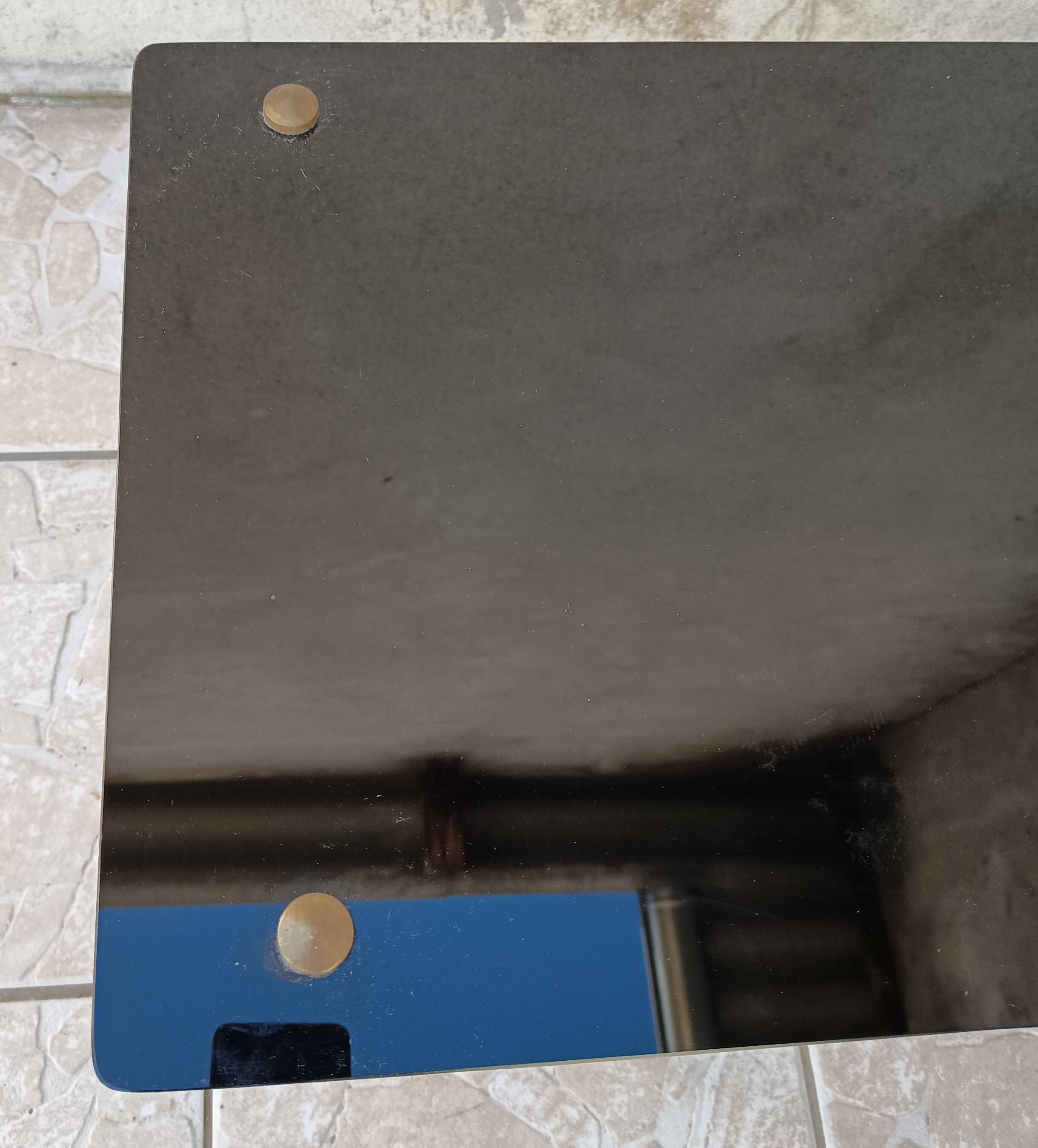 1950s metal and glass coffee table