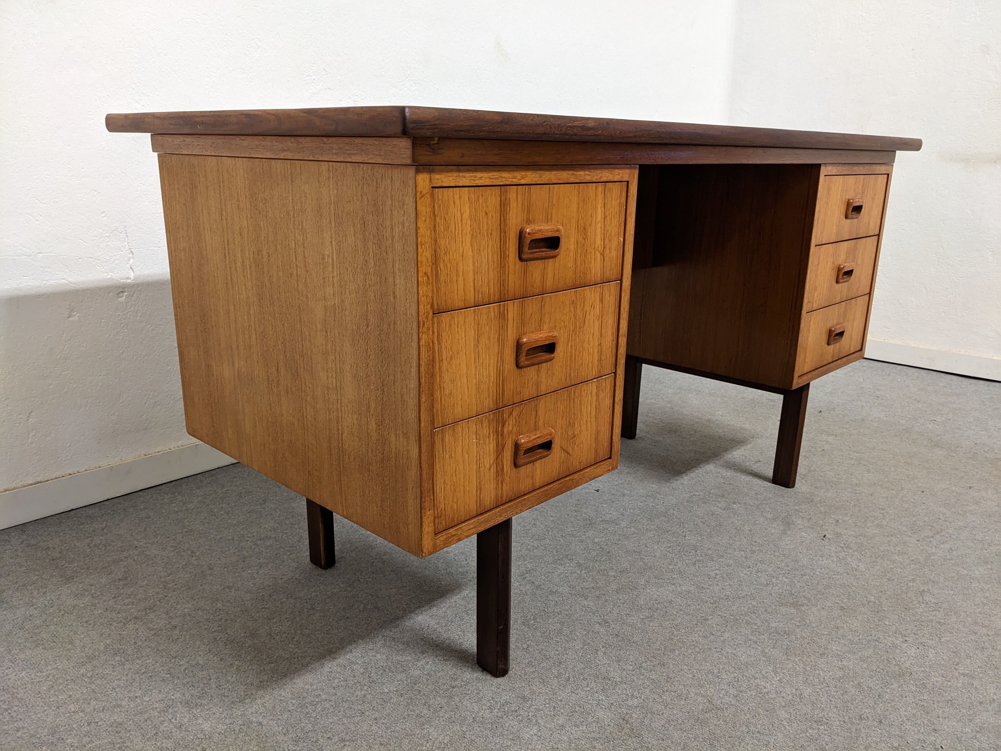 Scandinavian double-sided teak desk from the 50s/60s
