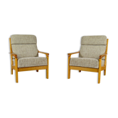 Paire de fauteuils en bois blond 1960