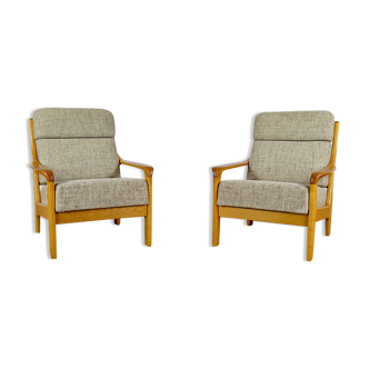 Paire de fauteuils en bois blond 1960