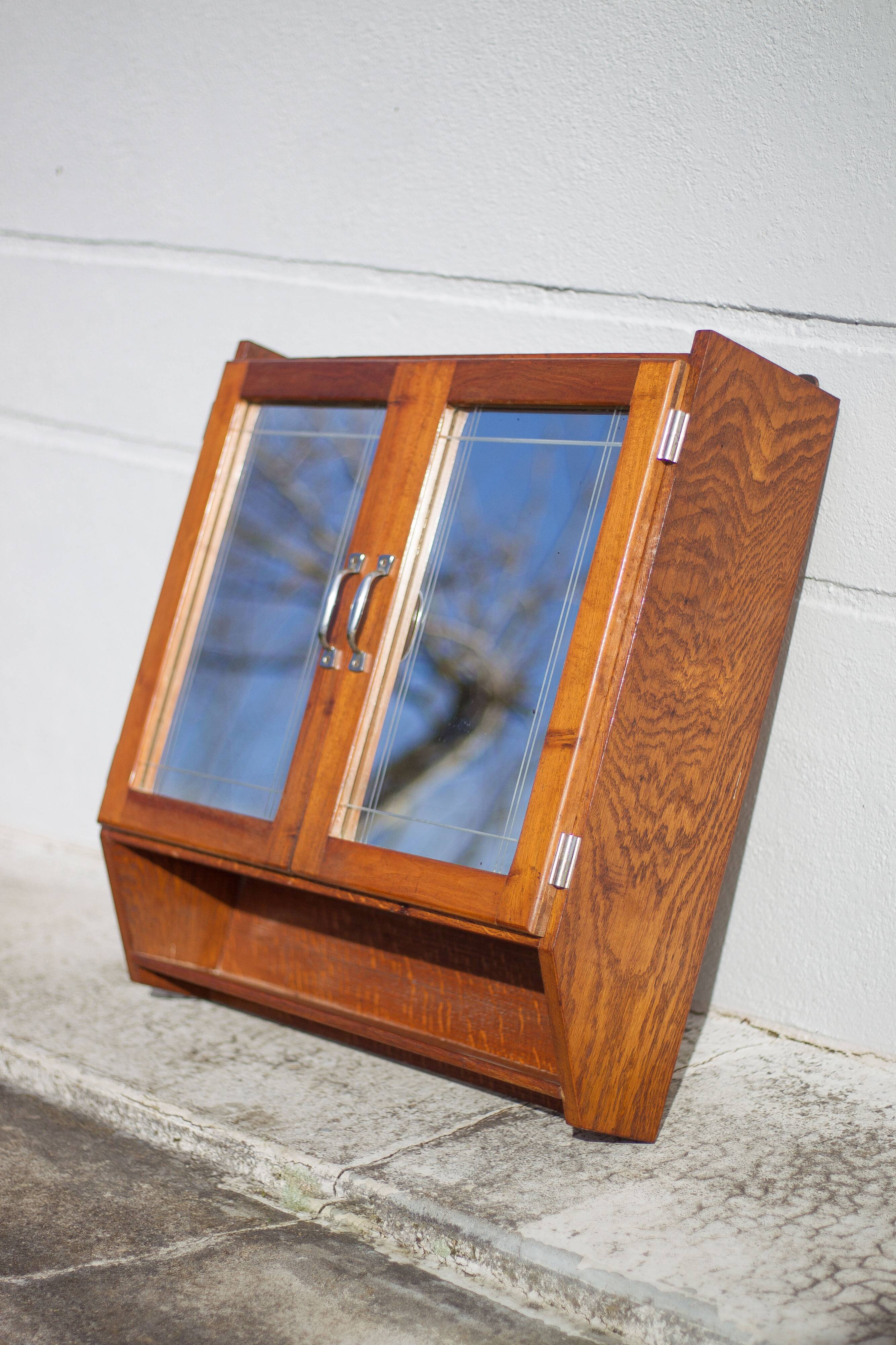 Art deco bathroom cabinet, vintage art deco wall-mounted Medicine Cabinet, 2 doors