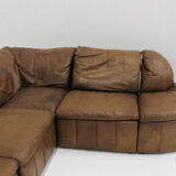 Vintage brown leather modular sofa from Laauser, set of 7