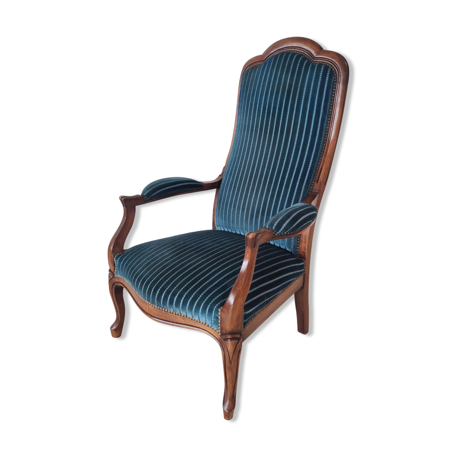 Voltaire armchair velvet striped blue