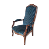 Voltaire armchair velvet striped blue