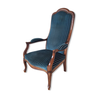 Voltaire armchair velvet striped blue