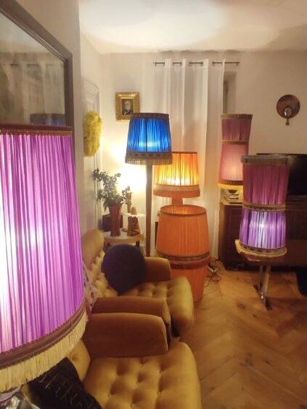 Abat-jour violet vintage 1950