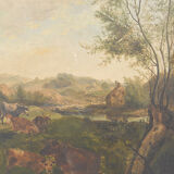 Oil on panel Country Scene