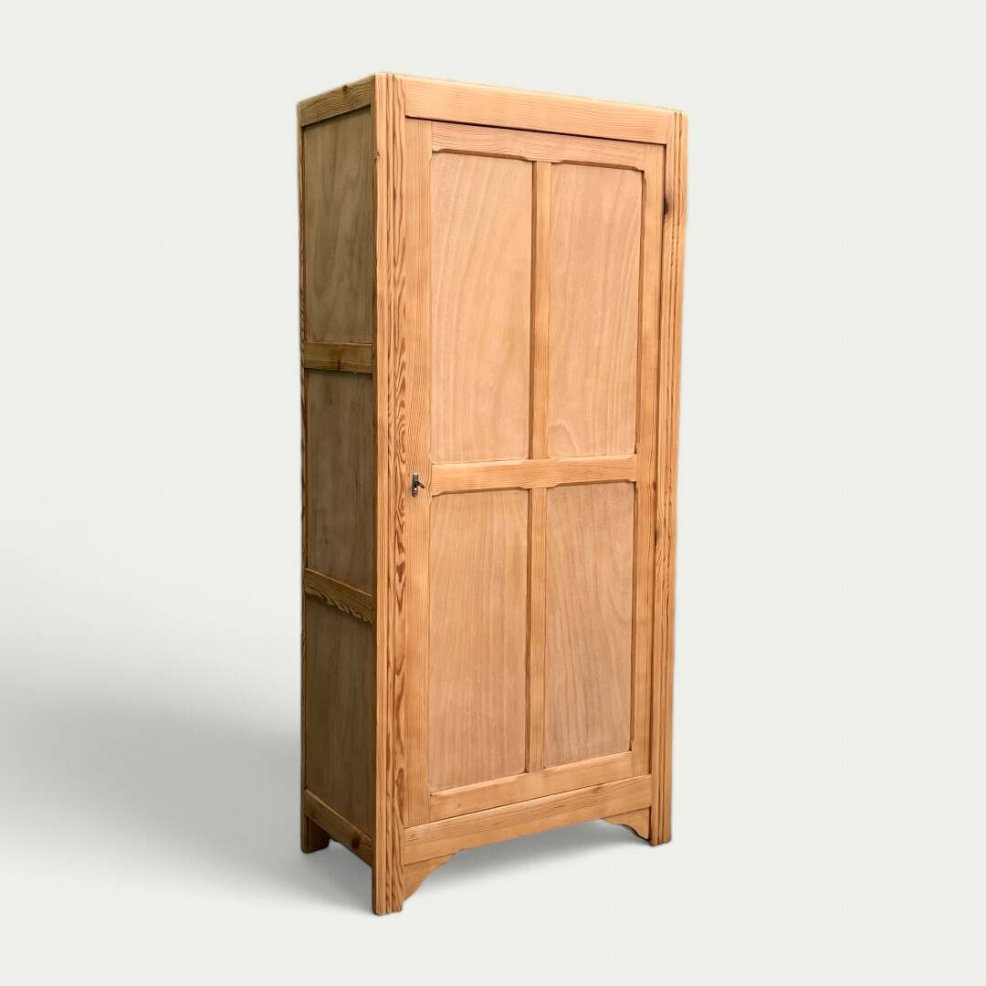 Parisian bonnet wardrobe, raw wood, 1950s