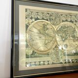 Vintage world map frame "World Map by Peter Schenk The Elder 1645-1715"