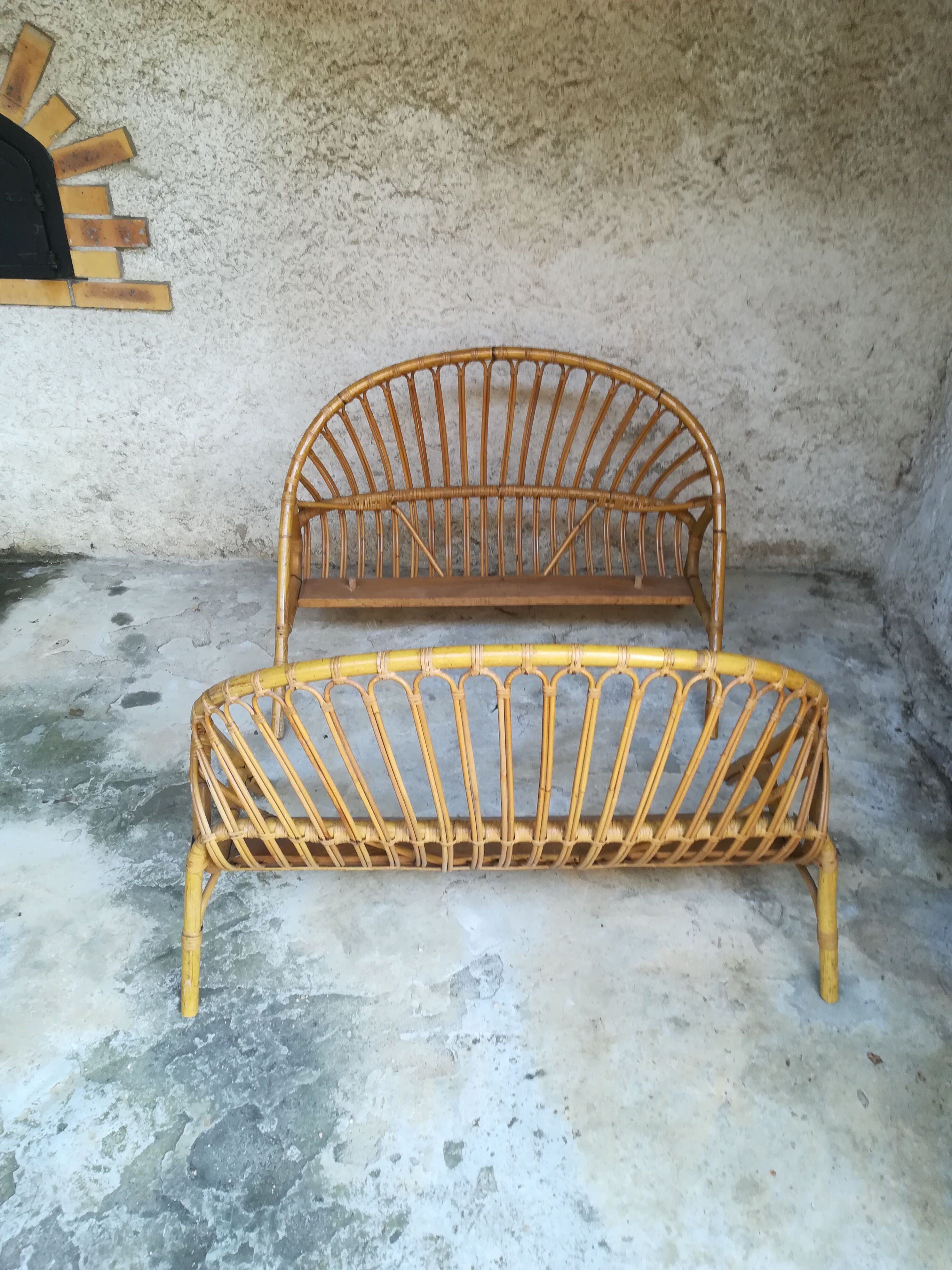 Wicker basket headboard and footboard