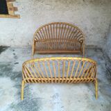Wicker basket headboard and footboard