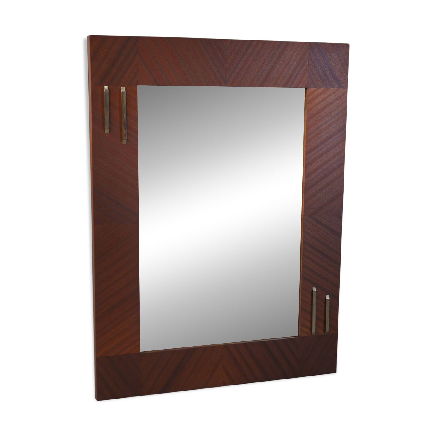 1950s modernist mahogany veneer mirror