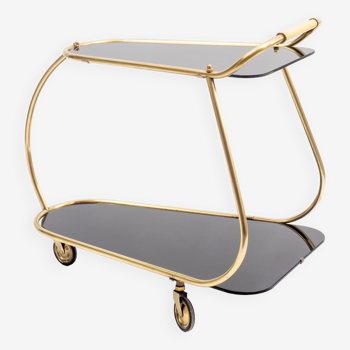 Service trolley vintage in glass and brass