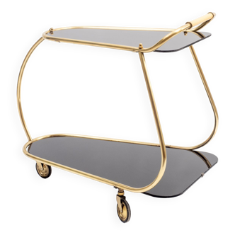 Service trolley vintage in glass and brass
