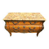 Commode style Louis XV marquetée – plateau marbr