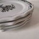 4 earthenware plates with old Rouen decoration, handmade blue floral basket