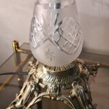 Cut crystal and bronze lamp