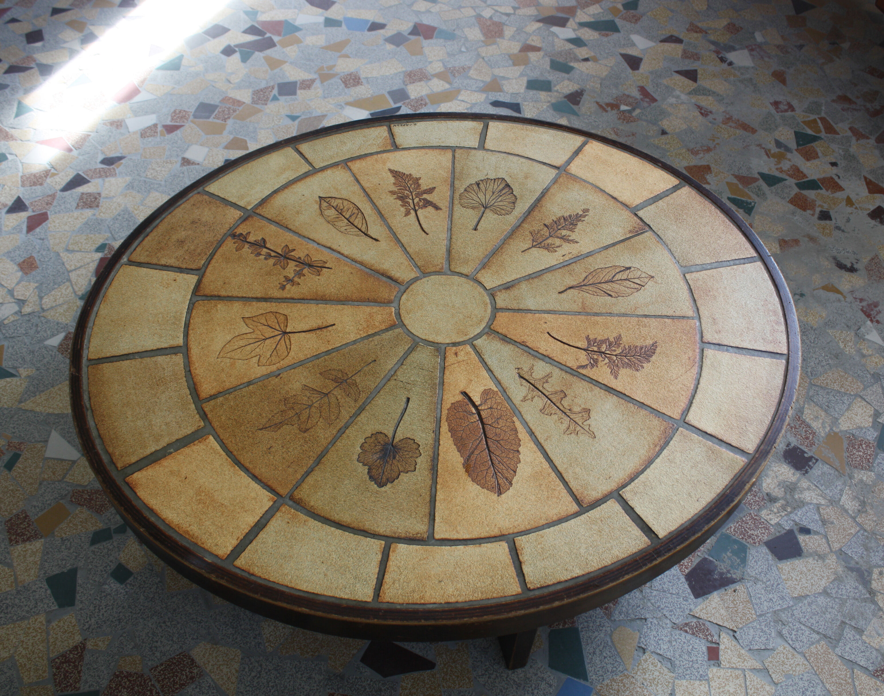 Tiled coffee table signed scrubland Roger Capron