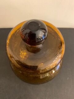 Jam maker or candy maker in amber yellow glass signed Biot