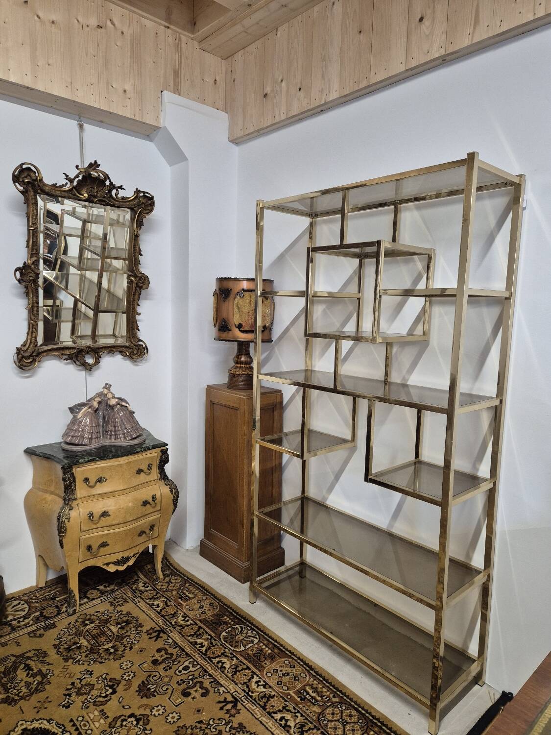 Vintage 1970s golden designer shelf