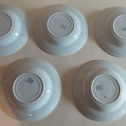 Hollow plates series of five Moulin des Loups Orchies model Bric blue