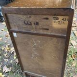 Meuble métier chevet industriel bois estampillé