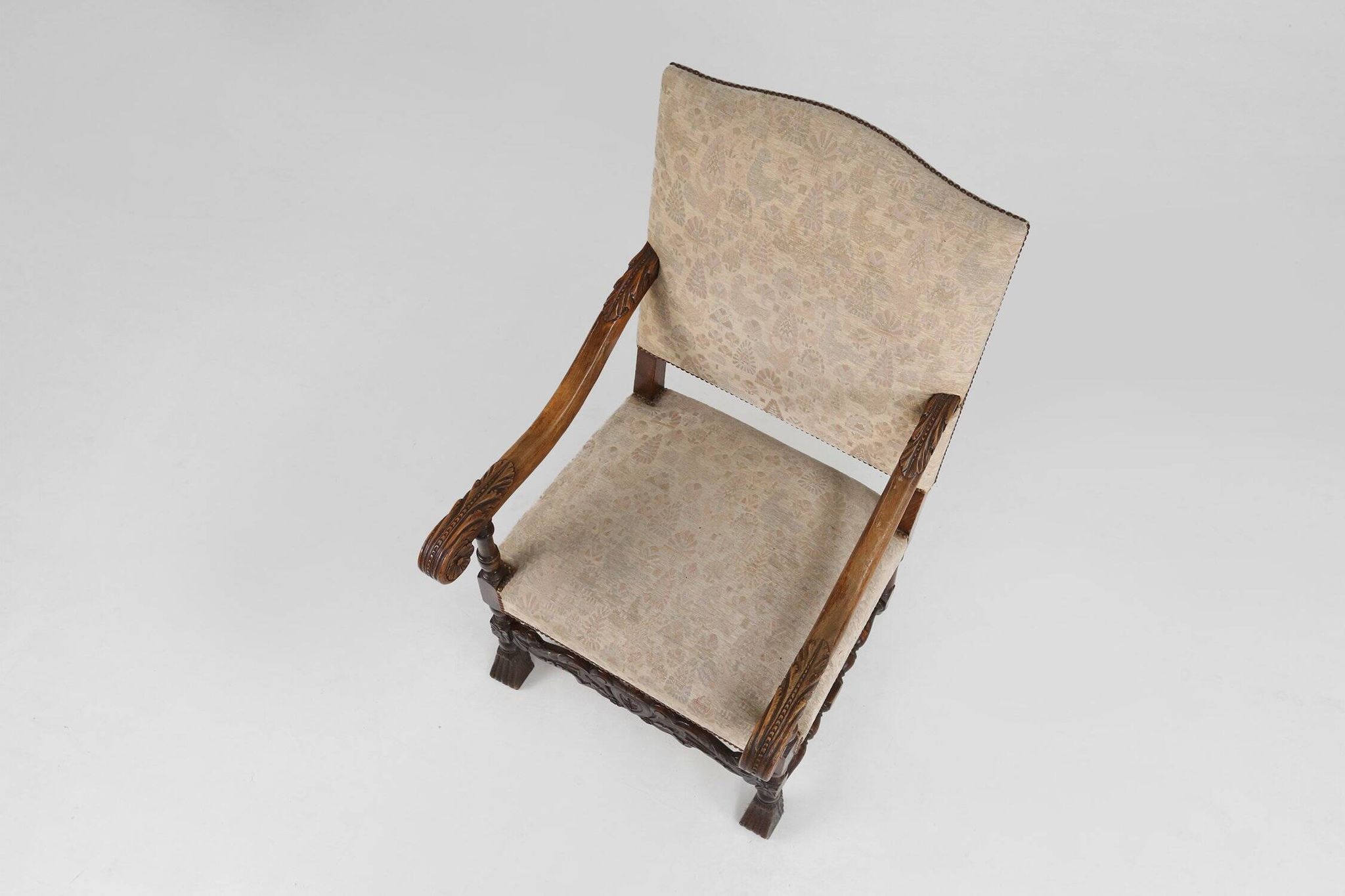 19th Century Renaissance carved oak Throne Armchair, France 1850s