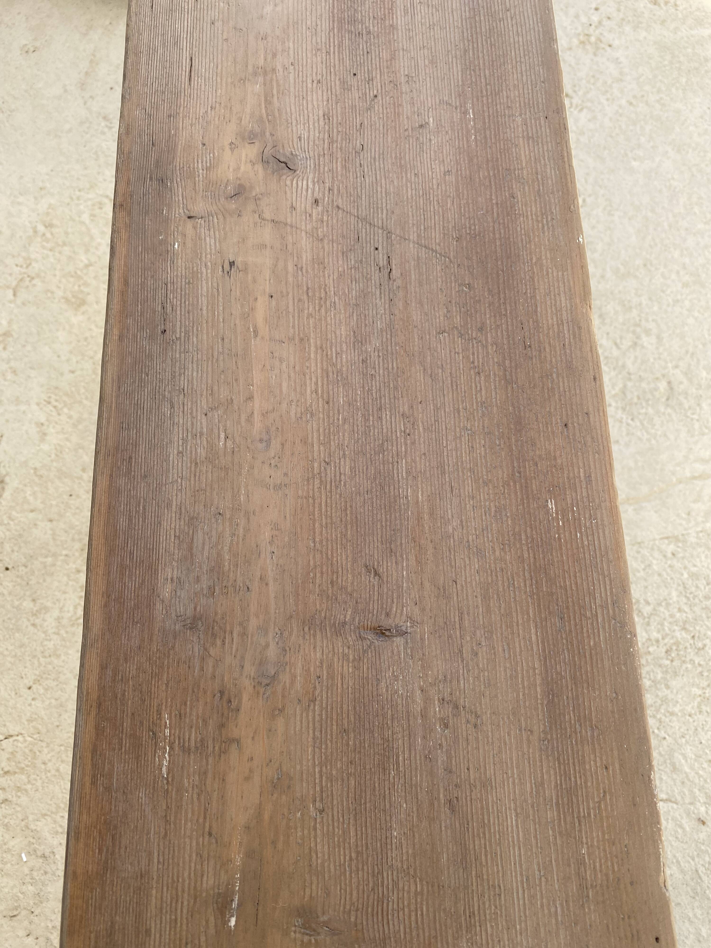 Large antique farmhouse bench 252 cm raw wood patinated