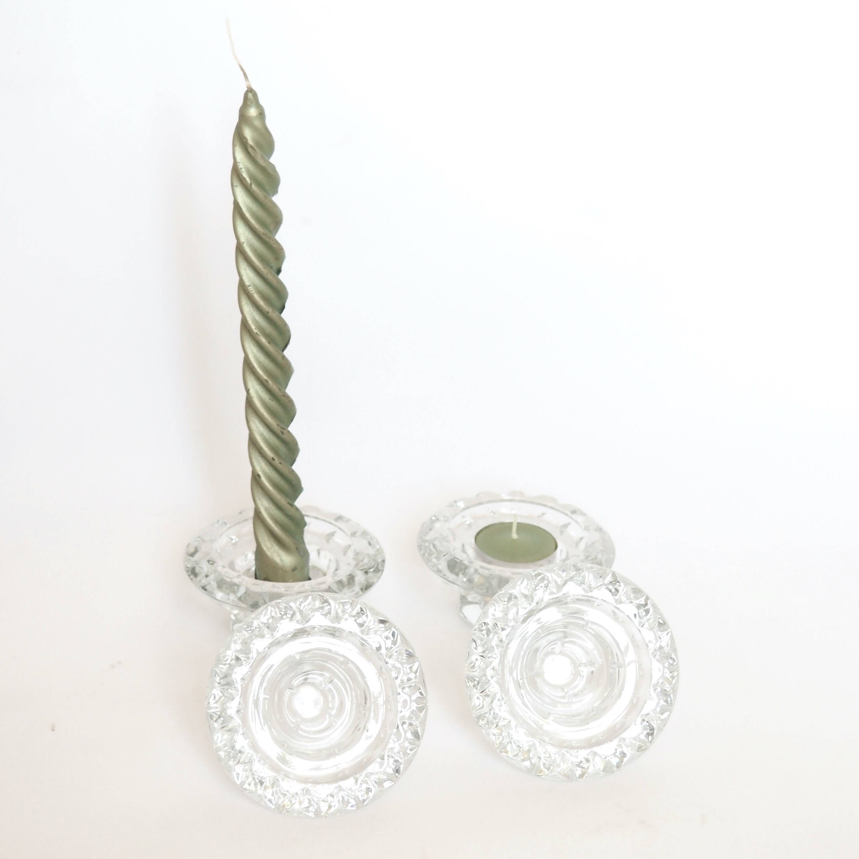 Pair of glass candlesticks