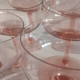 8 vintage pink crystal champagne glasses