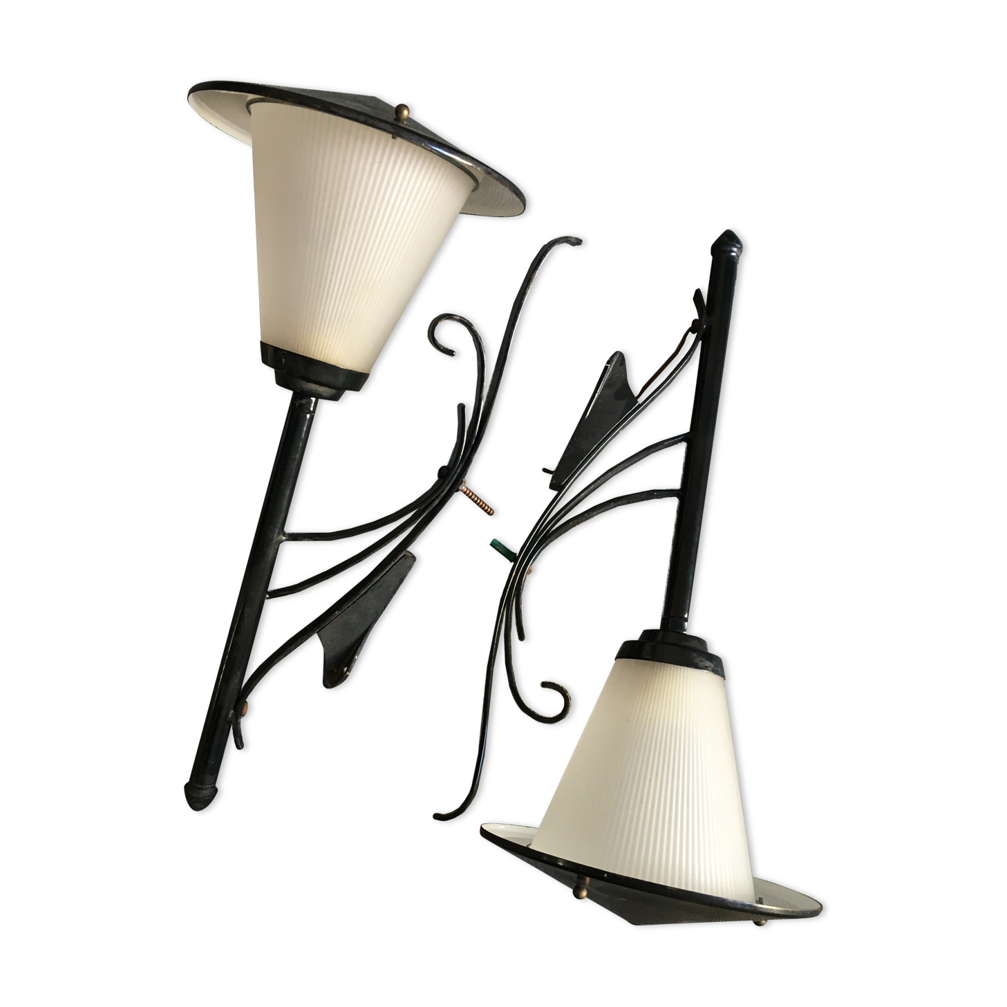 Paire de lanternes appliques 1960 type holophane