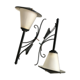Pair of lanterns appliques 1960 type holophane
